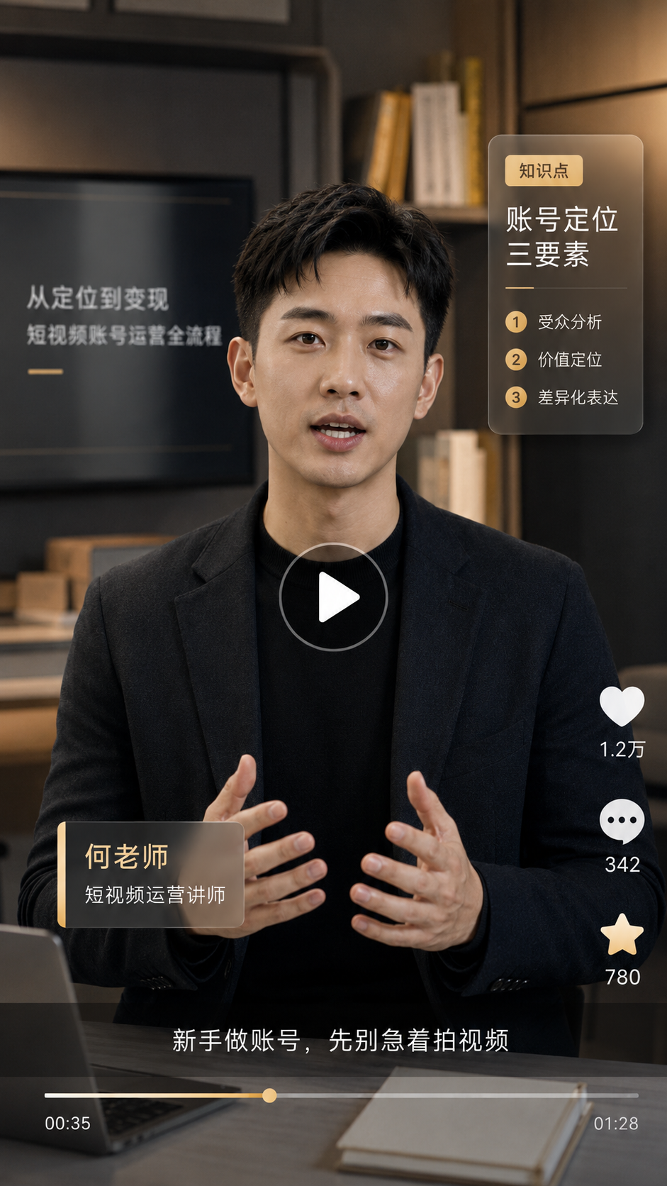 知识讲师型数字人视频封面