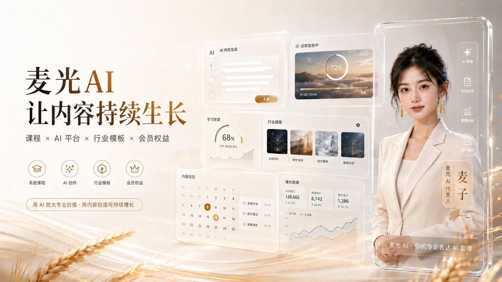 麦光 AI 内容增长系统首页主视觉